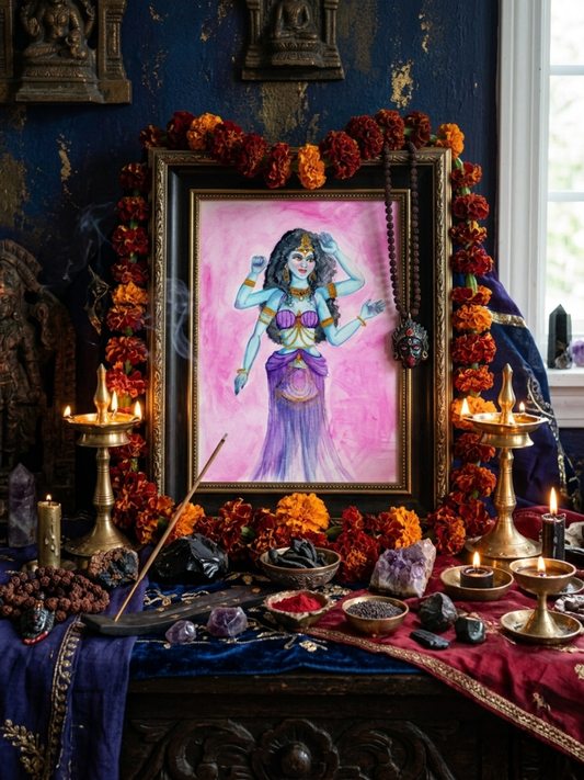 Kali Devotional Art Print - Hindu Goddess of Destruction, Rebirth, & Liberation