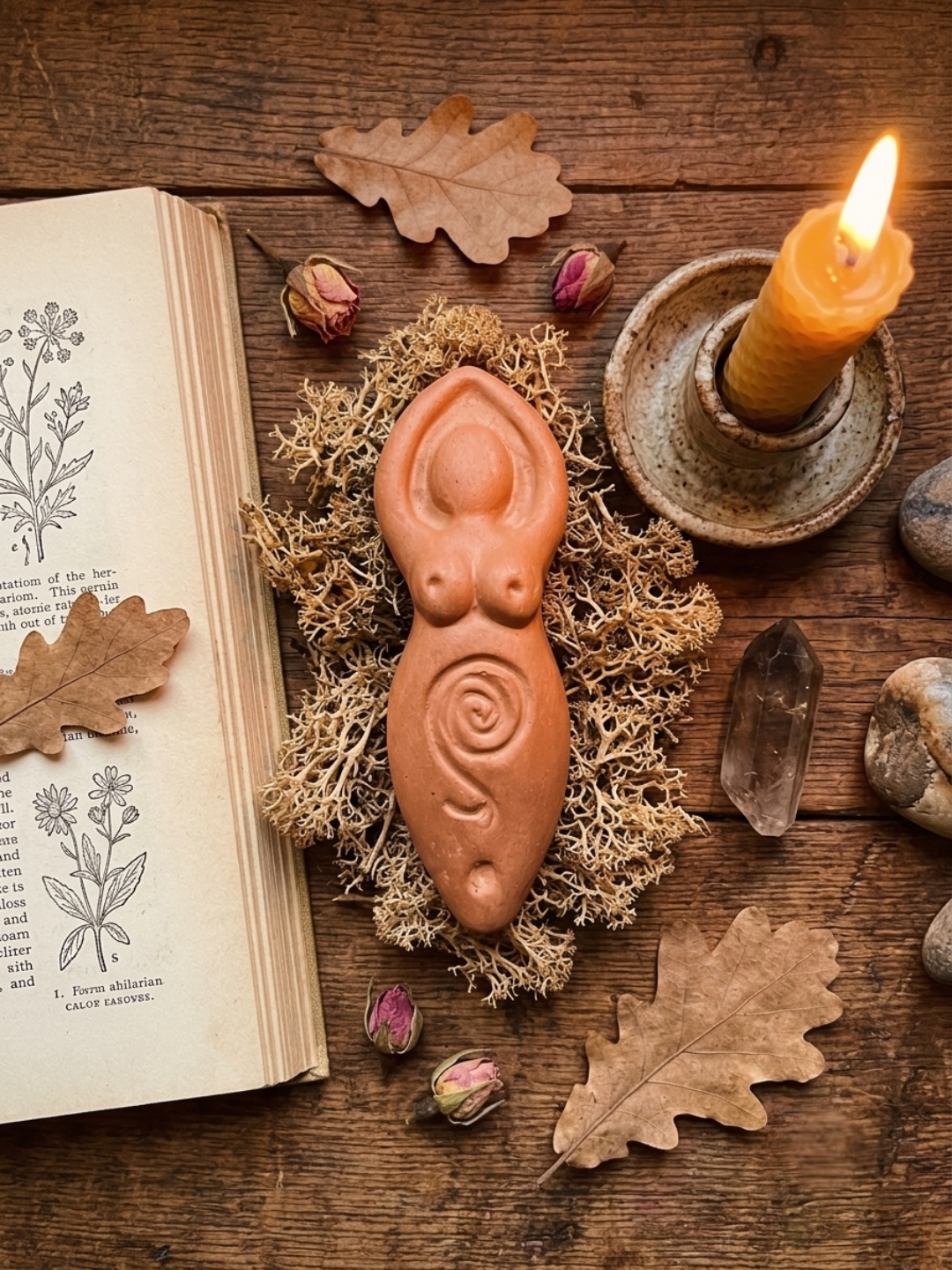 White Spring Handcrafted Altar Goddess - Natural