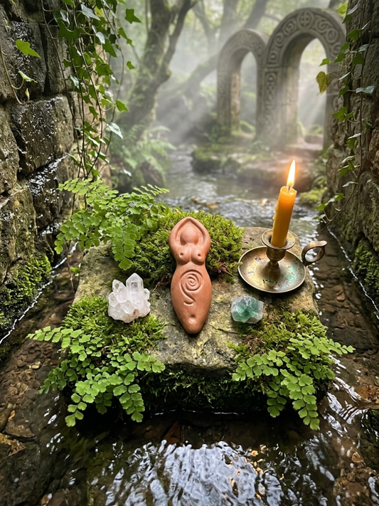 White Spring Handcrafted Altar Goddess - Natural