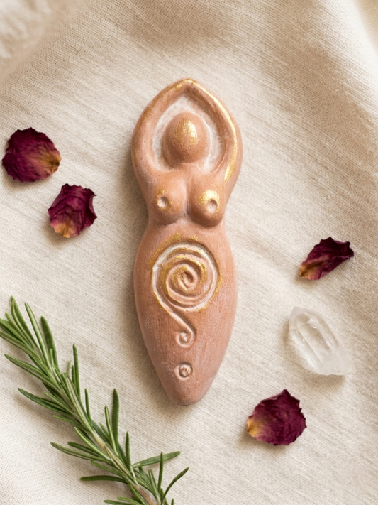 White Spring Handcrafted Altar Goddess - Whitewash & Gold