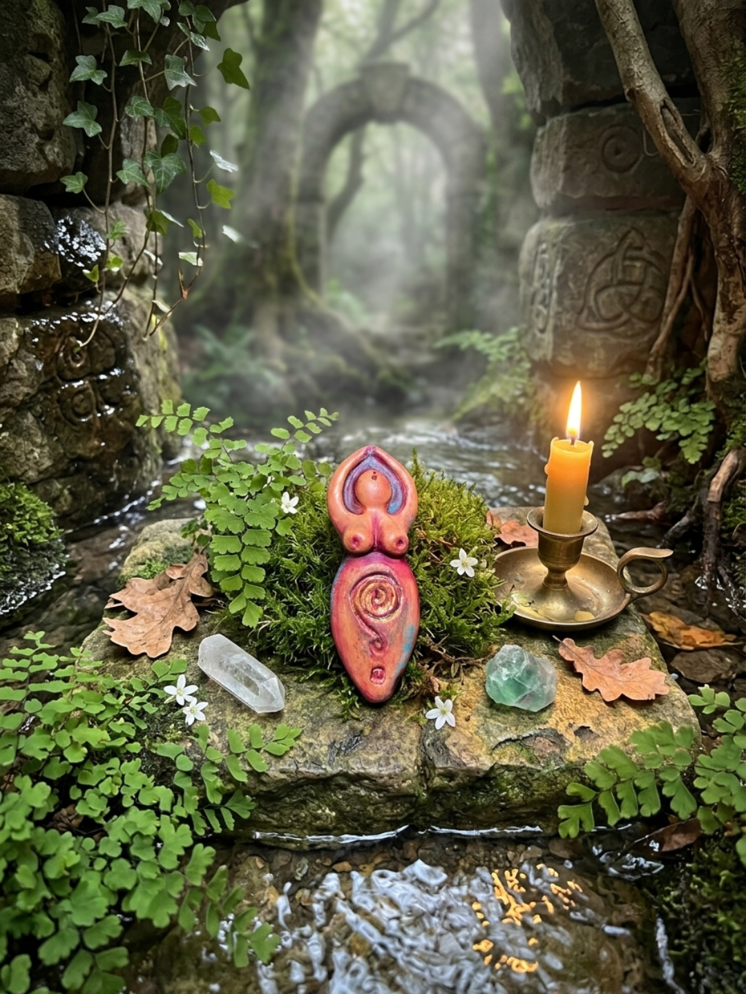 White Spring Handcrafted Altar Goddess – Spring Rose