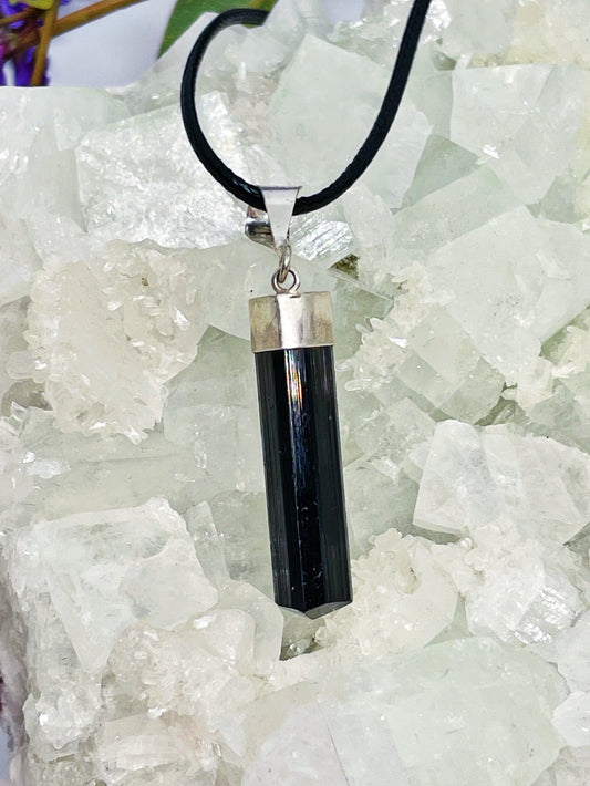 Sterling Silver Black Tourmaline Pendant