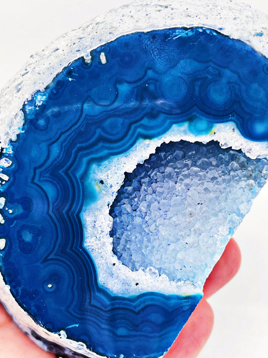 Blue Agate Geode Cut Base
