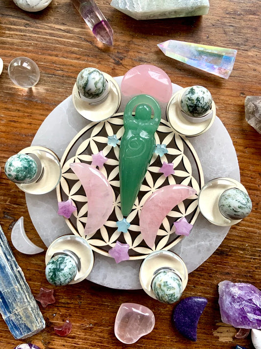 Flower of Life Wooden Multiple Sphere Stand & Grid