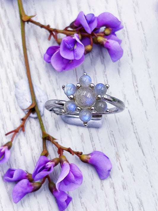 Labradorite Flower Ring