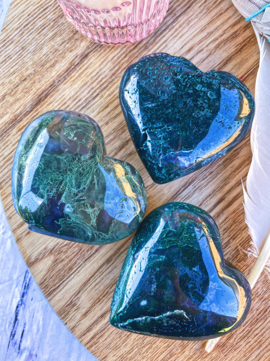 Moss Agate Hearts