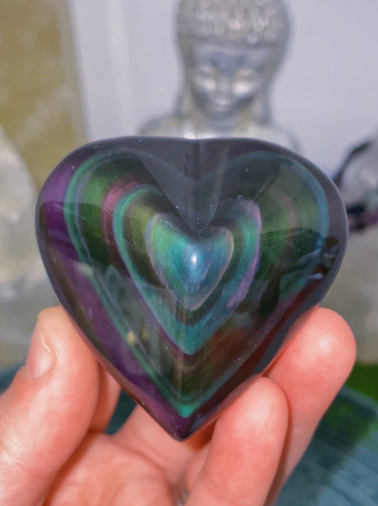 Rainbow Obsidian Heart
