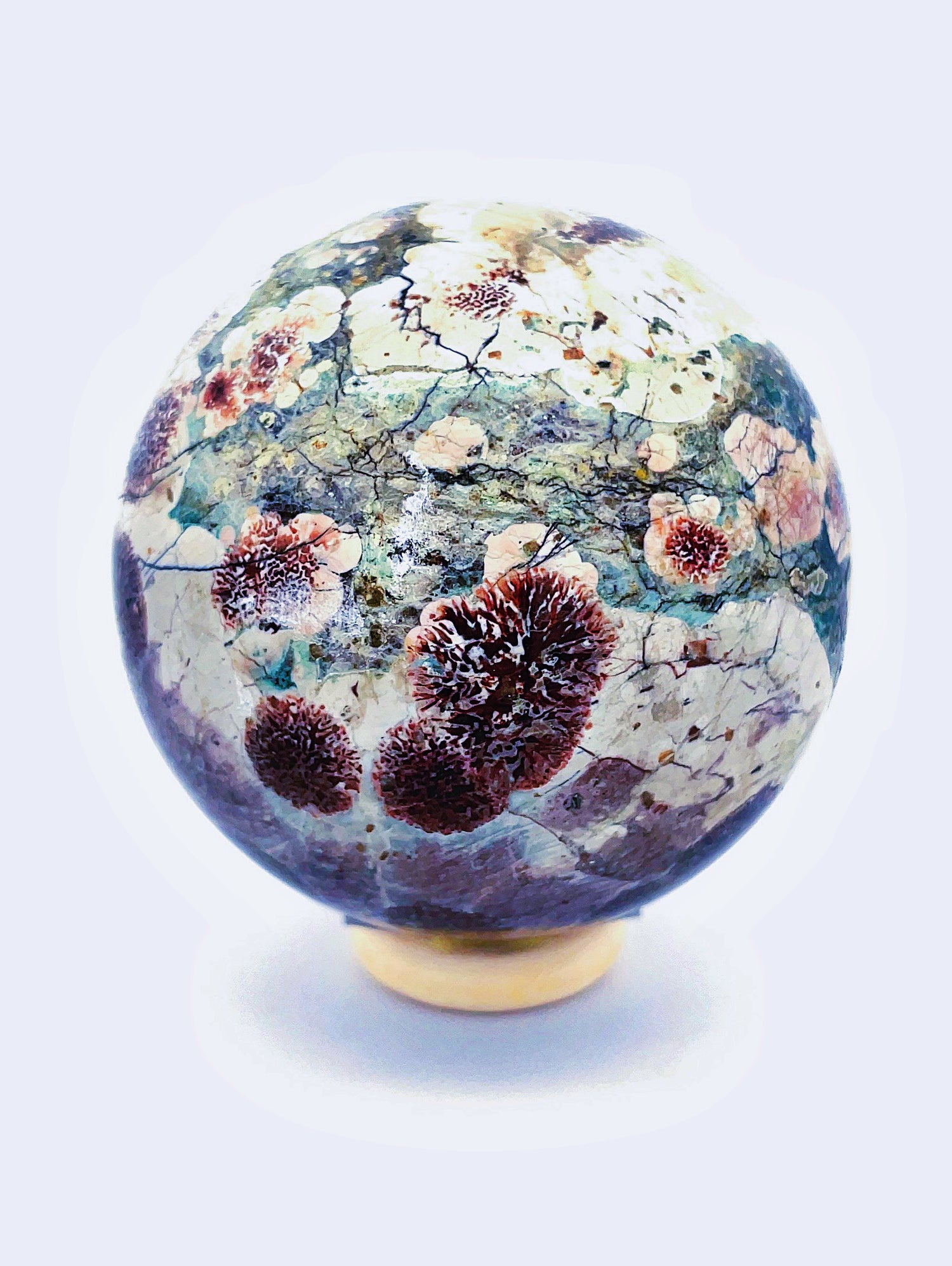 Rhyolite Green Flower Jasper Sphere – Ink Moon