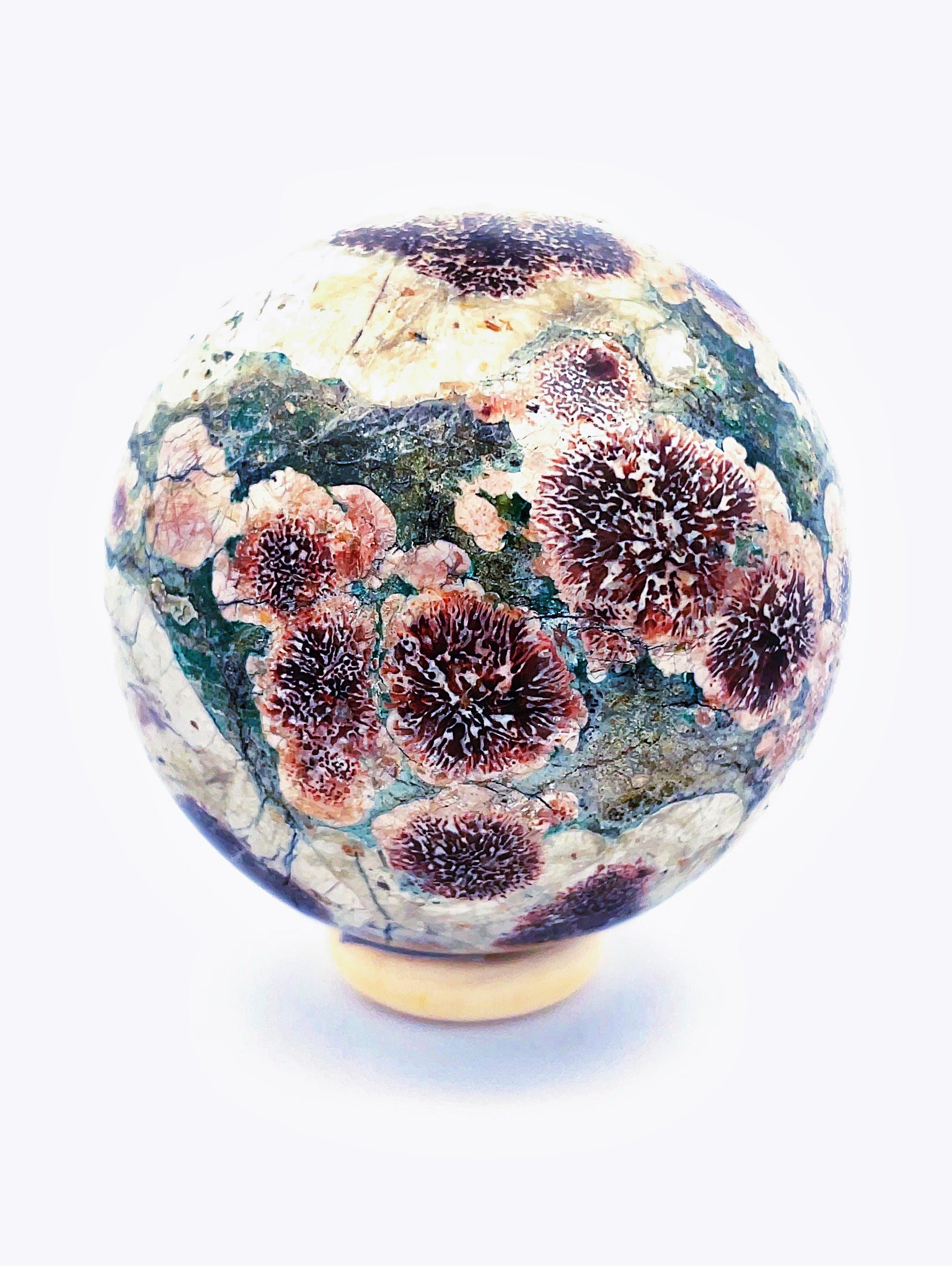 Rhyolite Green Flower Jasper Sphere – Ink Moon