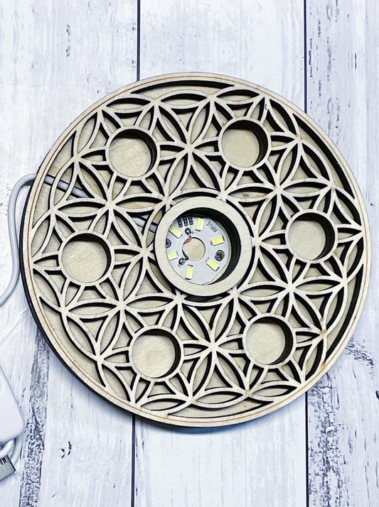 Flower of Life Grid White Light Stand