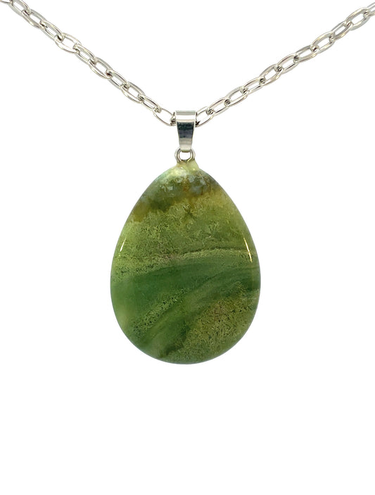 Moss Agate Teardrop Pendants