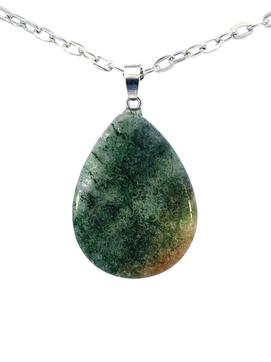 Moss Agate Teardrop Pendants