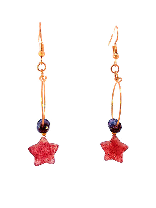 Strawberry Quartz Star Earrings